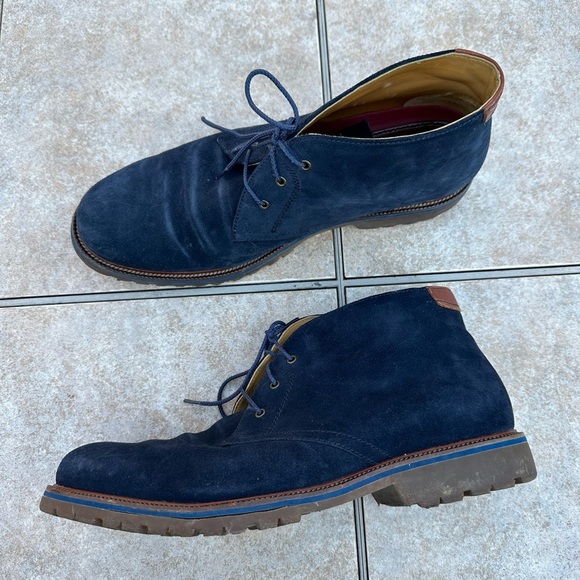 Mens Trask boots. Navy blue suede. - Picture 4 of 12